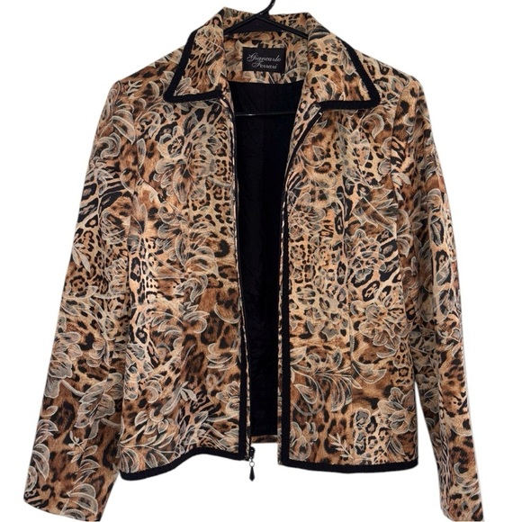 Vintage Giancarlo Ferrari Jungle Print Blazer Zip Up Jacket size 6 - Picture 1 of 16